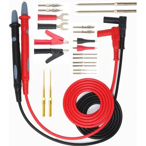 Cavo di Test per Multimetro, Kit di Fili di Test per Multimetro con Pinze a Coccodrillo/Sonde/Puntali di Test/Puntali di Estensione, Sonda di Test per Multimetro (22 Pezzi) (1/4)