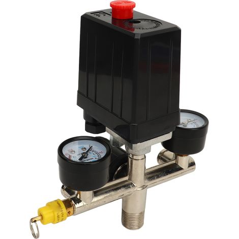 Pressostat pour compresseur d'air, régulateur de pression 3 en 1 avec raccord rapide 0-12 bar et manomètre (1/5)