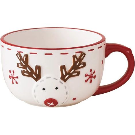 (Style 1) Mug de Noël créatif en céramique, décoré de motifs de Père Noël et de rennes (1/5)