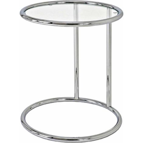 Table d'Appoint en Verre "Blaise" 55cm Argent (1/5)