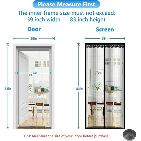 Zanzariera magnetica per porte - Facile da installare - 100210 cm - Tenda in rete di fibra di vetro - Adatta agli animali domestici - Ideale per porte scorrevoli (1/3)
