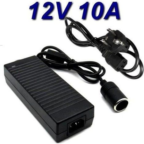 TOP CHARGEUR  Convertisseur Transformateur Adaptateur Secteur Alimentation Chargeur AC 220V vers DC 12V 10A 120W Allume Cigare pour