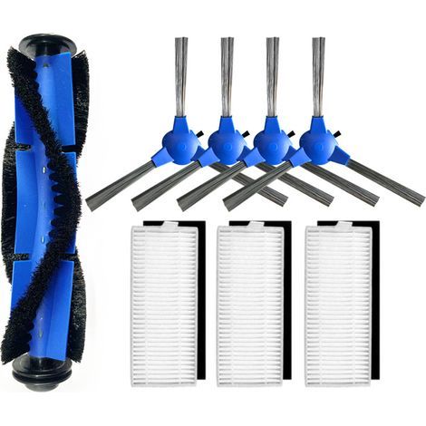 Repuestos compatibles con eufy RoboVac 11S, 15T, 30, 30C, 15C, 12, 25C, 35C, accesorios para aspiradoras robot con 1 rodillo de cepillo principal, 3 juegos de filtros, 4 cepillos laterales. (1/4)