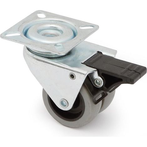 rueda giratoria celia aro doble goma ø50 plástico con freno capacidad carga 60kgs. (1/2)