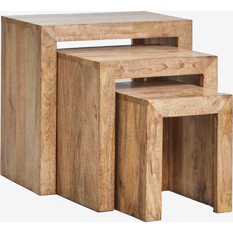 Mesas auxiliares nido rectangulares en madera de mango Woodsen SKLUM        (1/5)