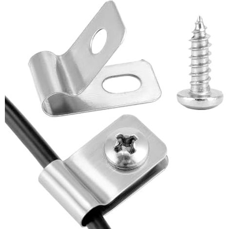 CSPARKV 100 clips para cercas de granja de acero inoxidable 304, resistentes al óxido, con tornillos incluidos
