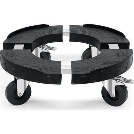 Porte Plante Ronde à Roulettes Charge Lourde, Capacité de 220KG, Support pour Plantes Interieur Adjustable de 38CM à 48CM, Plateau avec Roulettes pour Pots de Fleurs, Arbres, Ombrelles,Noir (1/5)