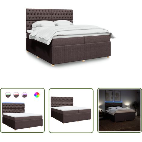 vidaXL Boxspringbett mit Matratze Dunkelbraun 200x200 cm Stoff