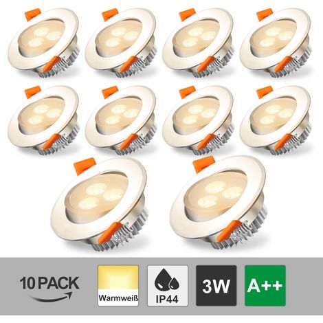 Wolketon 10X LED Einbaustrahler Spot Warmweiß 3W Set Einbauleuchte Deckenleuchte Strahler IP44 3W (1/5)