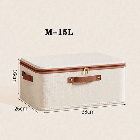 (M-15L) Boîte de rangement pliable pour vêtements, organisateur de garde-robe, avec poignée et fermeture éclair. (1/5)