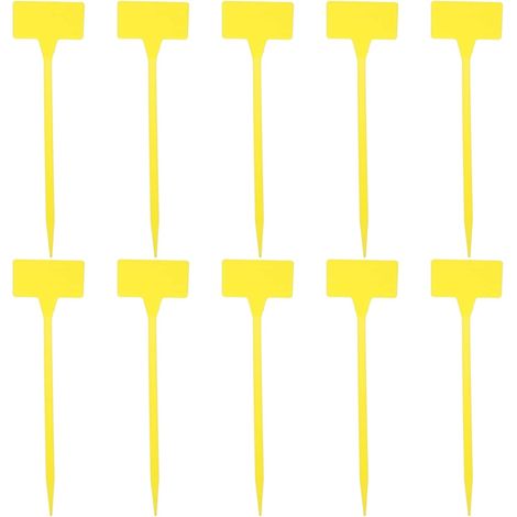 10 x Large Plant Labels 30 cm – Yellow Plastic Waterproof Plant Markers – T Type Reusable Sign for Outdoor Garden Nursery Seedling (1/5)