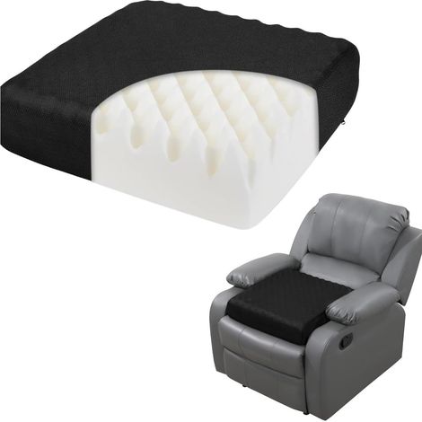 Coussin rehausseur en mousse à mémoire de forme d'œuf pour adultes, 50 x 50 cm, antidérapant, noir (1/5)