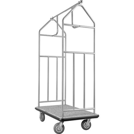 Mophorn Carro de equipaje para hotel con estructura de acero inoxidable cepillado, capacidad de carga de 362 kg, plataforma alfombrada en gris y ruedas de goma, ideal para hoteles, color plateado