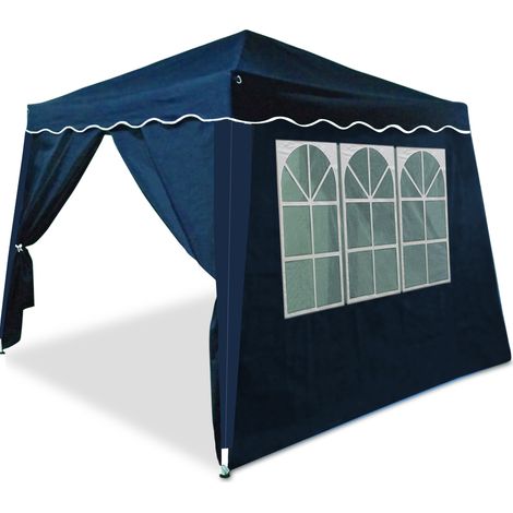 Pop Up Gazebo 3m x 3m with Sides And Carry Bag Waterproof Folding Garden Marquee Tent Awning Canopy Side Panels Blue (1/5)