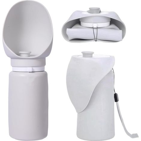 Bouteille d'eau pour chien, bouteille de voyage pliable en silicone pour animaux de compagnie, gobelet distributeur portable pour une utilisation en extérieur, grise.-AquaForge (1/5)