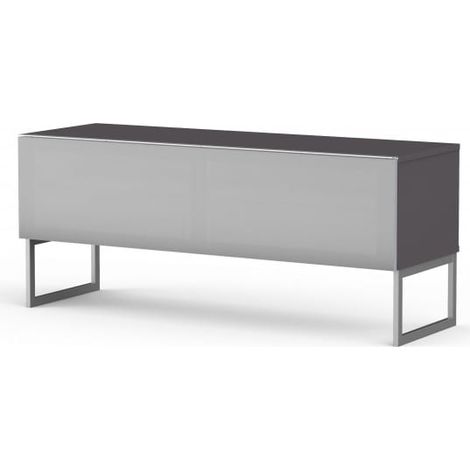 Meuble TV tissu acoustique et mélaminé gris Venezia 120cm (1/5)