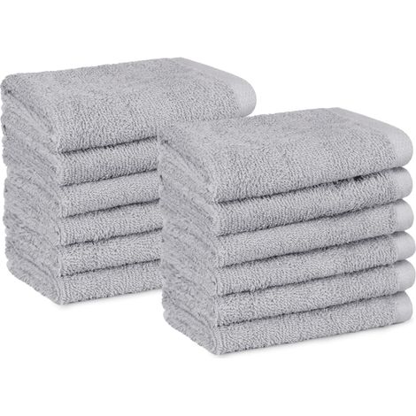 Lot de 12 Gants de toilette, 100% Coton, Séchage rapide, Très absorbants, Pour bain et cuisine, 30 x 30 cm