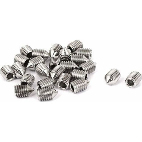 Paquete de 16 tornillos prisioneros cónicos de 5 mm de longitud, con roscas métricas: M3, M4, M5 y M6. Paquete de tornillos prisioneros hexagonales de acero inoxidable de grado A2. (1/3)