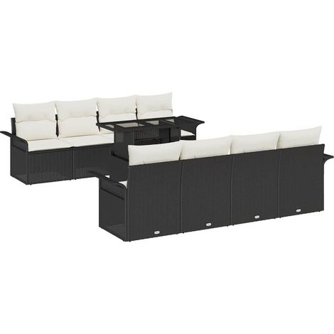Maison Exclusive - Set Divano da Giardino 9 pz Nero (1/5)