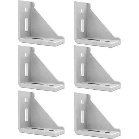 Lot de 6 raccords d'angle - 40 x 80 mm - Raccord profilé en aluminium - Rainure de fixation d'angle - Connecteur d'angle en aluminium pour support mural d'angle - Matériel de montage (4080 (1/5)