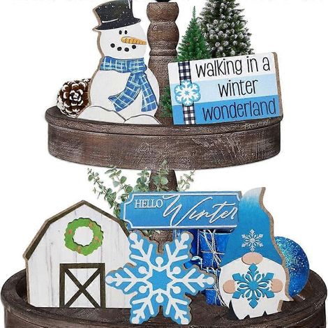 Décorations de Noël en bois représentant des nains, ensemble de panneaux décoratifs pour la table. (1/4)