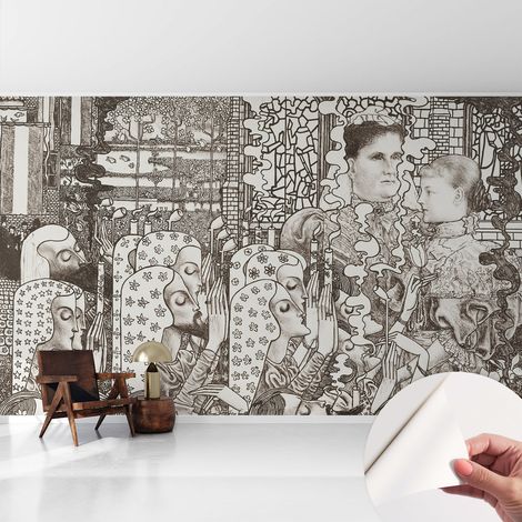 Papier peint adhésif autocollant pour salon chambre à coucher peint imprimé pour mur Portraits floraux 416x254 cm (1/5)