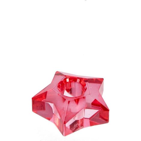 Bizzotto Portacandela di Natale Eldrid Stella H 4 Cm D 7,5 Cm Vetro Rosso