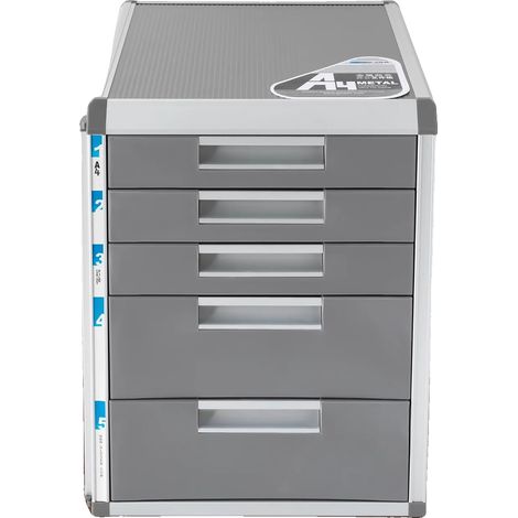 Organizador de archivos, diseño de 5 cajones, cierre de seguridad, color gris. (1/2)