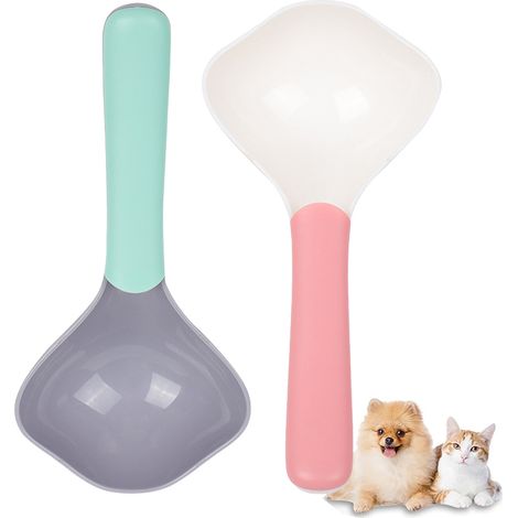 Lot de 2 cuillères à croquettes pour animaux, manche ergonomique antidérapant et résistant à l'usure, convenant aux chiens, chats et autres animaux de compagnie. (1/5)