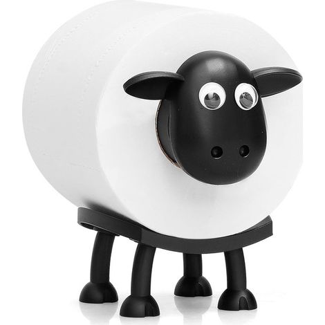 Porte-papier toilette - Motif mouton rigolo - 1 pièce - Support autoportant imprimé en 3D - Accessoire de salle de bain décoratif - Noir (1/5)