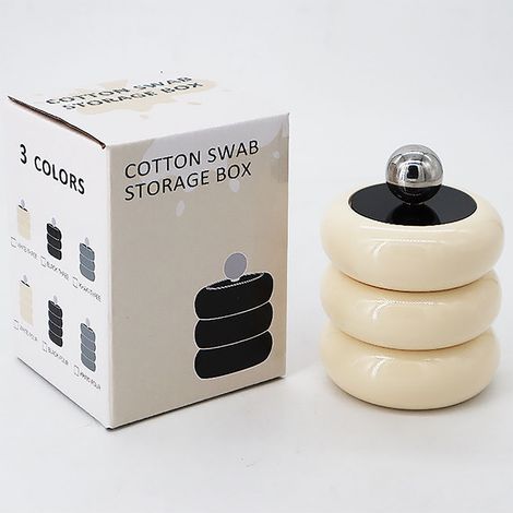 Boîte à cotons-tiges style nordique, boîte en mélamine pour disques de coton, coton démaquillant anti-poussière pour bureau, boîte de rangement en cristal pour houppettes et boules de coton, boîte bla (1/5)