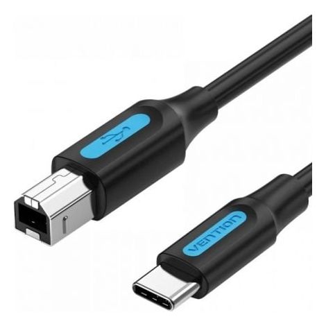 Cable USB 2.0 Impresora Vention CQUBF/ USB Tipo-B Macho - USB Tipo-C Macho/ 480Mbps/ 1m/ Negro