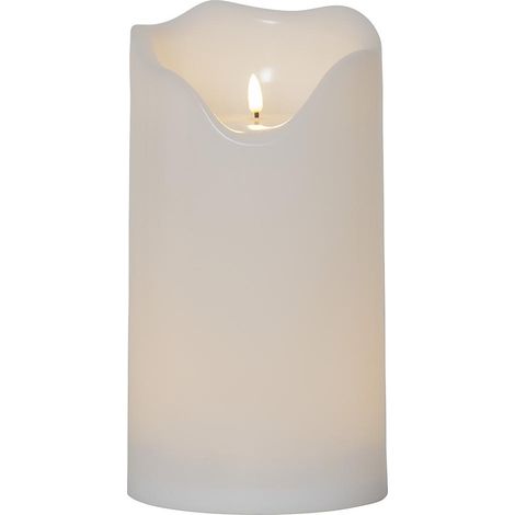 Star Trading Bougie Flamme Grand, bougie ronde, blanche, LED, minuterie, blanc chaud, extérieur, 30 cm (1/4)
