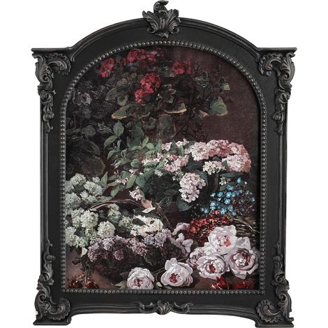 Cadre photo vintage de 20,3 x 25,4 cm, cadre photo noir antique arqué avec façade en verre, design sculpté élégant, dessus de table et suspension murale, décoration d'intérieur rétro, cadre (1/5)