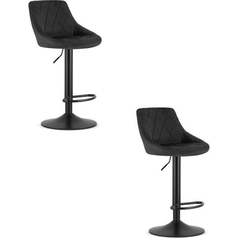 Taburete KAST - terciopelo negro / base negra x 2 (1/5)