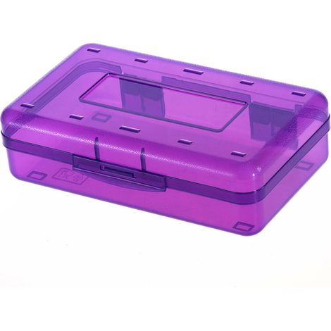 1 Boîte à crayons, Plastique PP, Couvercle à pression, Translucide, Empilable, Rangement bureau (1/5)
