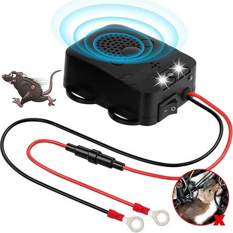 Ultrasonic Car Repellent - Ultrasonic Frequency 12 kHz - 25 kHz - Connects to a 12V Car Battery - Protection against Martens - Animal Repellent - With 3 Flashing LEDs [Energy Class] (1/4)