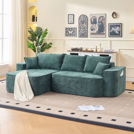 Divano angolare modulare in chenille 262x144 cm OKMYHOME (1/5)