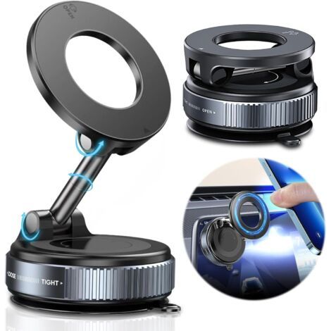 Support de téléphone magnétique à ventouse 360° – Pliable et réglable – Compatible tous téléphones Magsafe – Base élastique pour surfaces lisses (1/5)