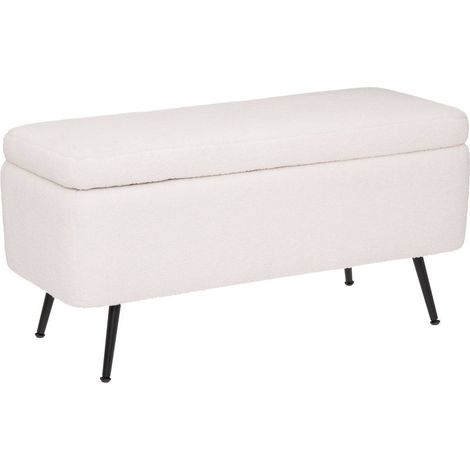 Sitzbank mit Stauraum, gepolstert mit Boucle-Optik, 100 x 40 x 48,5 cm (1/6)