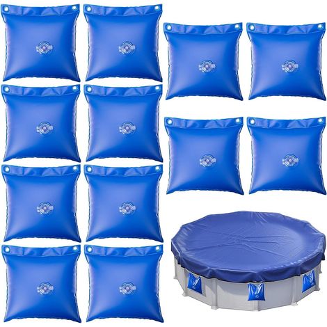 12er-Pack quadratische Wasserbeutel für Pool – Dickes PVC – Für Poolabdeckung – Beschwerung von Poolplanen