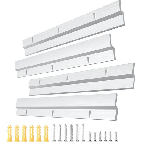 Barres de Fixation en Z - 2 Paires - Alliage d'Aluminium - Suspension Miroirs Lourds - Pour Cadre et Tête de Lit - 30cm Argent (1/5)