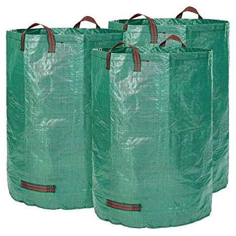 Sacs de jardin réutilisables, 72 gallons, lot de 3, avec poignées renforcées et gants de jardinage, sacs de déchets de jardin robustes et stables pour feuilles, gazon, camping et recyclage. (1/4)