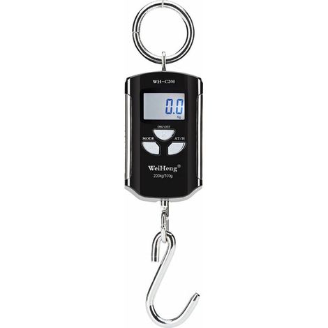 SHINING HOUSE Tragbare elektronische Kranwaage, Gepäckwaage, genauer Messbereich 200 kg/100 g, kräftiger Edelstahlhaken, silberner Rahmen – silberner Rahmen (1/5)