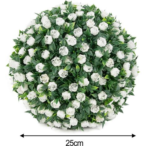 Boule De Fleurs Artificielles - Boule Topiaire Suspendue Pour Décoration Intérieure Et Extérieure - Diamètre 10 cm 24 cm 34 cm - En Plastique UV Résistant (1/4)