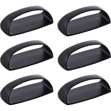 Lot de 6 poignées autocollantes pour tiroirs, portes coulissantes, fenêtres en verre, armoires, sans perçage, 6 pièces/ensemble (noir)