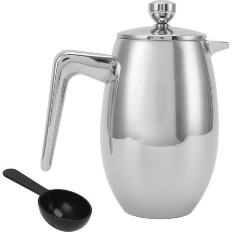 304 stainless steel double-walled plunger coffee maker with U-shaped spout, 350 ml (1/5)