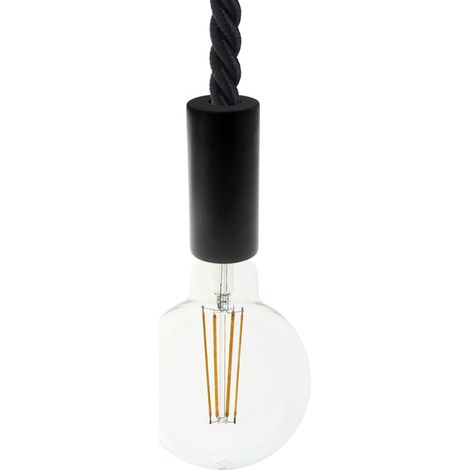creative cables - Lampada a sospensione Made in Italy completa di cordone nautico 2XL 24 mm con finiture in legno verniciato