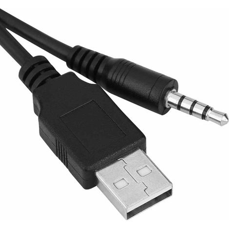 Plaque encastrable 34x23mm tableau de bord voiture bateau prise USB jack 3.5mm rallonge câble 103cm noir plastique cuivre 1 pièce (1/5)