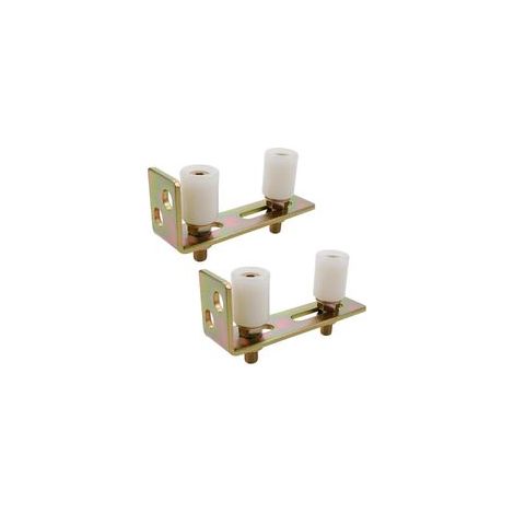 Galet de guidage pour portails coulissants avec support de poteau en forme de L, support de double galet réglable en nylon pour portails coulissants